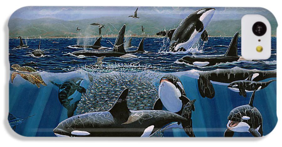 Orca iPhone 5c Case featuring the painting Orca Play Re009 by Carey Chen