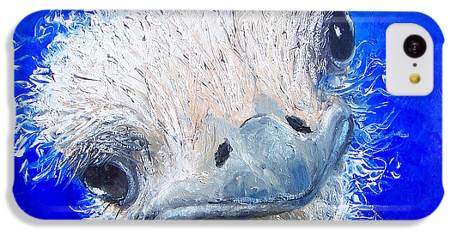 Ostrich iPhone 5c Case featuring the painting Ostrich Painting 'Waldo' by Jan Matson by Jan Matson