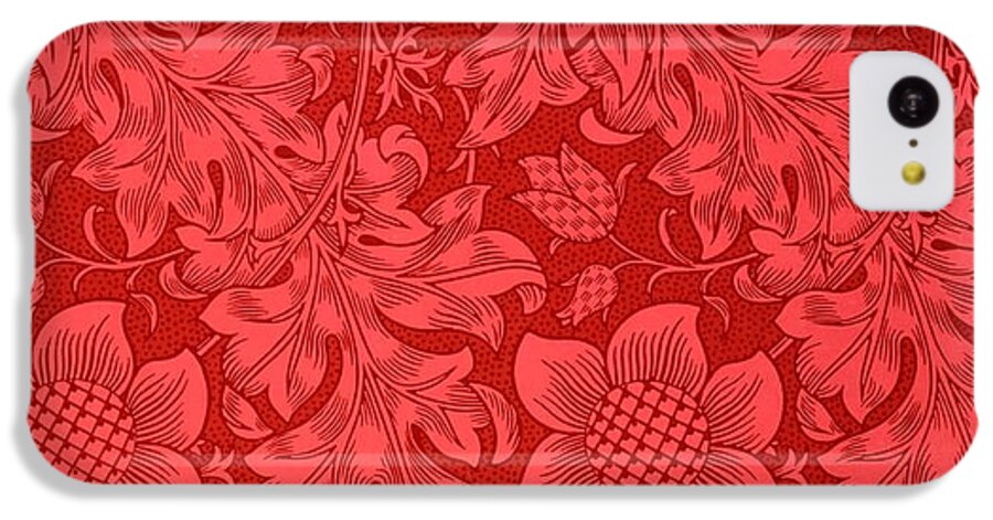 Red Sunflower iPhone 5c Case featuring the drawing Red Sunflower Wallpaper Design, 1879 by William Morris