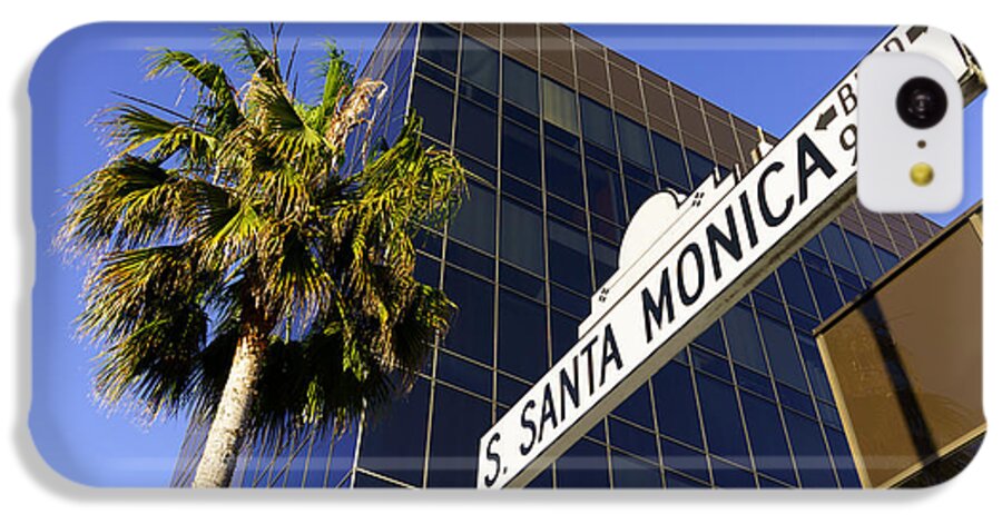 America iPhone 5c Case featuring the photograph Santa Monica Blvd Sign in Beverly Hills California by Paul Velgos