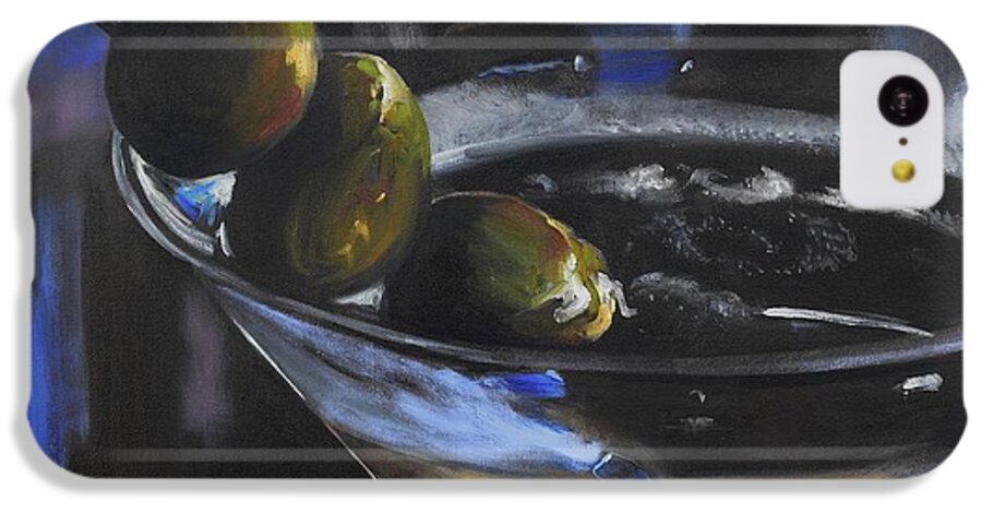 Olive iPhone 5c Case featuring the painting Three Olive Martini by Donna Tuten