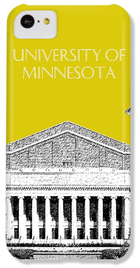 University iPhone 5c Case featuring the digital art University of Minnesota 2 - Northrop Auditorium - Mustard Yellow by DB Artist