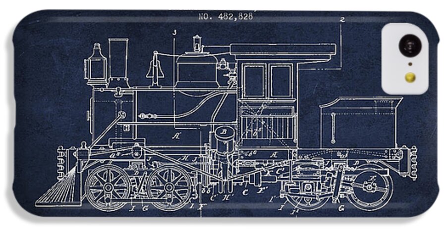Locomotive iPhone 5c Case featuring the digital art Vintage Locomotive patent from 1892 by Aged Pixel