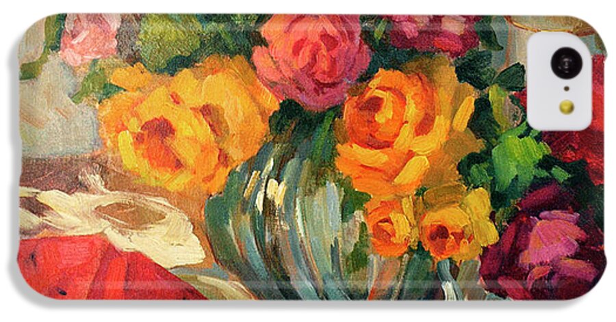 Watermelon And Roses iPhone 5c Case featuring the painting Watermelon and Roses by Diane McClary