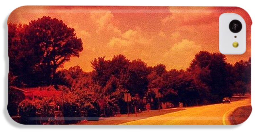 Pink iPhone 5c Case featuring the photograph #driving #sky #clouds #road #summer by Katie Williams