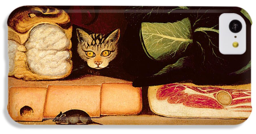 Still iPhone 5c Case featuring the painting Still Life with Cat and Mouse by Anonymous