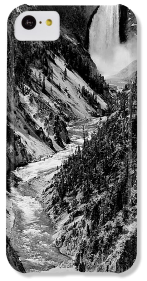 Yellowstone iPhone 5c Case featuring the photograph Yellowstone Waterfalls in Black and White by Sebastian Musial