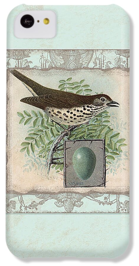 Robin iPhone 5c Case featuring the painting Welcome to our Nest - Vintage Bird w Egg #1 by Audrey Jeanne Roberts