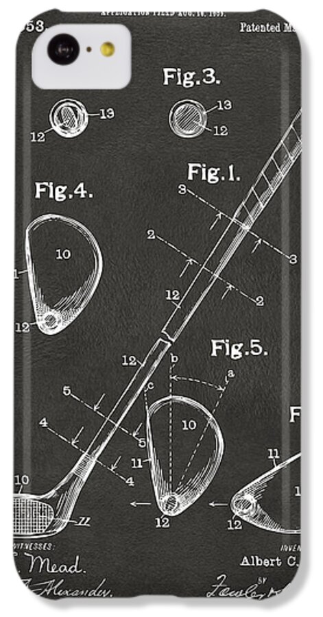 Golf iPhone 5c Case featuring the digital art 1910 Golf Club Patent Artwork - Gray by Nikki Marie Smith