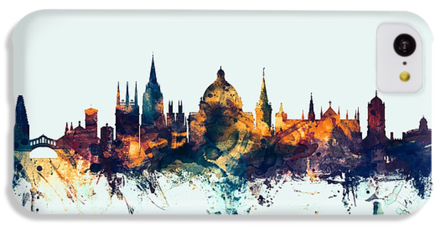 City iPhone 5c Case featuring the digital art Oxford England Skyline #2 by Michael Tompsett