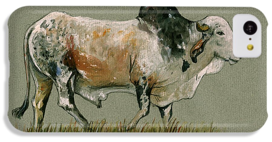 Zebu iPhone 5c Case featuring the painting Zebu cattle art painting #3 by Juan Bosco