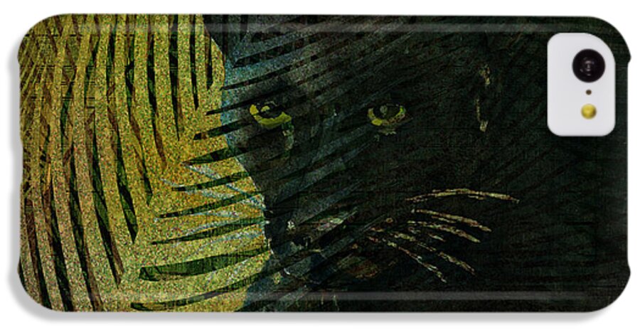 Panther iPhone 5c Case featuring the mixed media Black Panther by Arline Wagner