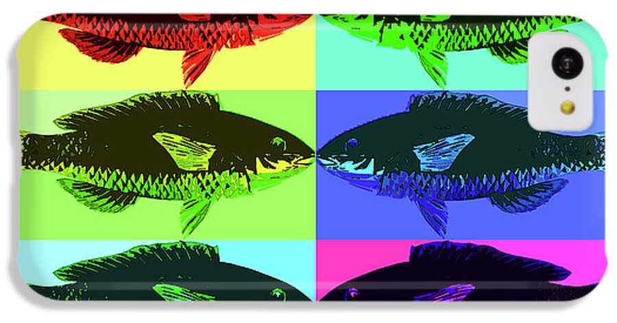 Fish Pop Art iPhone 5c Case featuring the digital art Fish Dinner Pop Art by Nancy Merkle