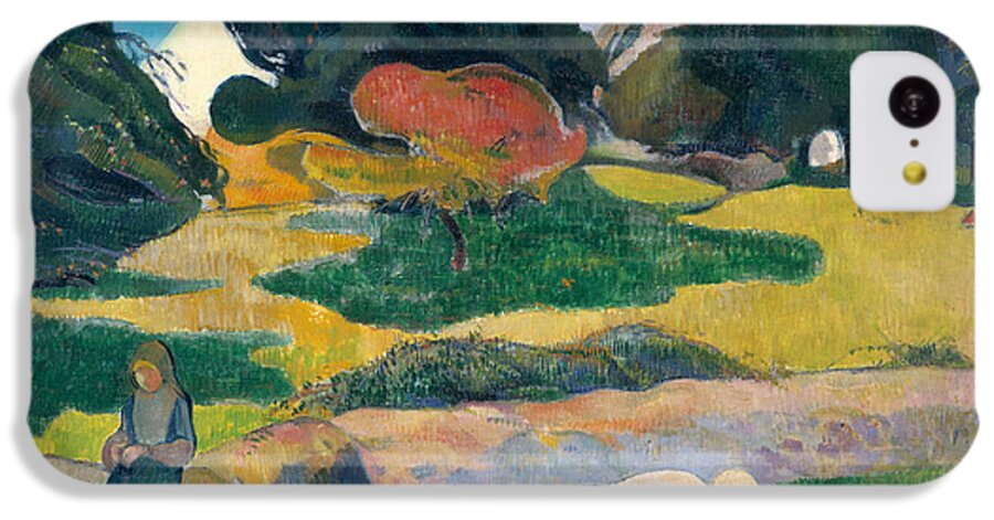 Girl iPhone 5c Case featuring the painting Girl Herding Pigs by Paul Gauguin