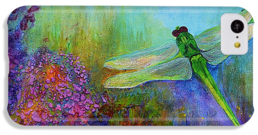 Dragonfly iPhone 5c Case featuring the painting Green Dragonfly by Claire Bull