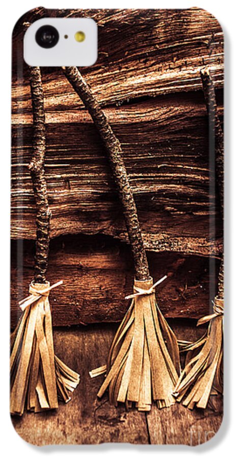 Witch iPhone 5c Case featuring the photograph Halloween witch brooms by Jorgo Photography