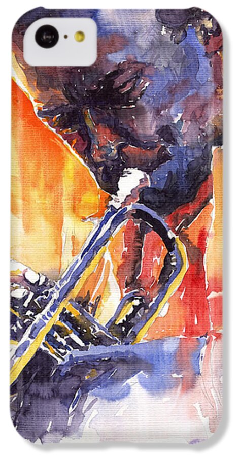 Jazz iPhone 5c Case featuring the painting Jazz Miles Davis 9 Red by Yuriy Shevchuk