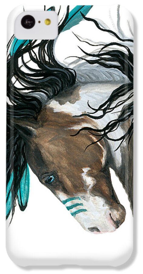 Turquoise iPhone 5c Case featuring the painting Majestic Turquoise Horse by AmyLyn Bihrle