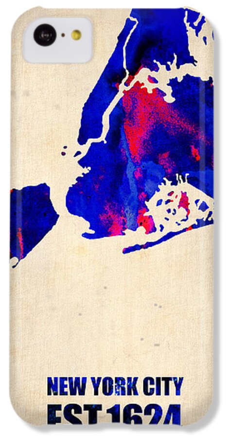 New York City iPhone 5c Case featuring the digital art New York City Watercolor Map 1 by Naxart Studio