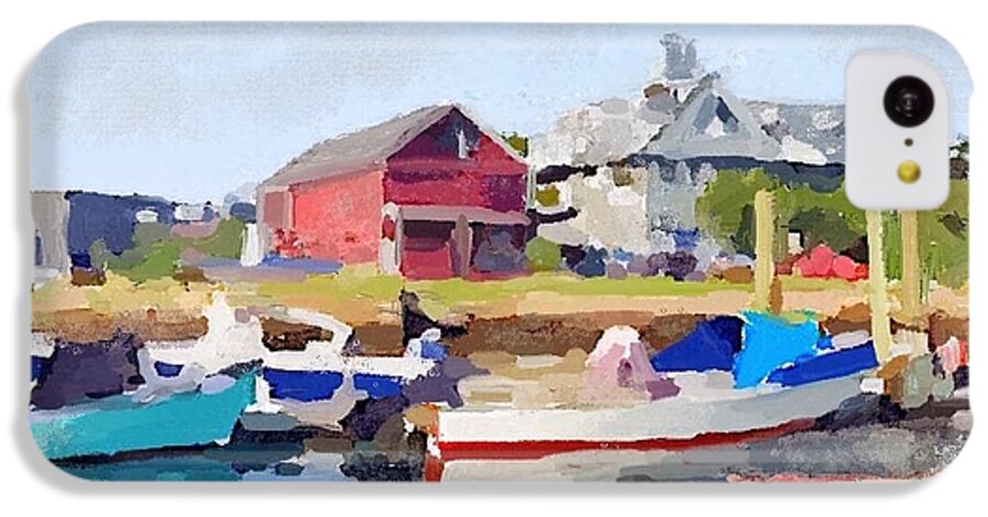North Shore Art Association iPhone 5c Case featuring the painting North Shore Art Association at Pirates Lane on Reed's Wharf from Beacon Marine Basin by Melissa Abbott