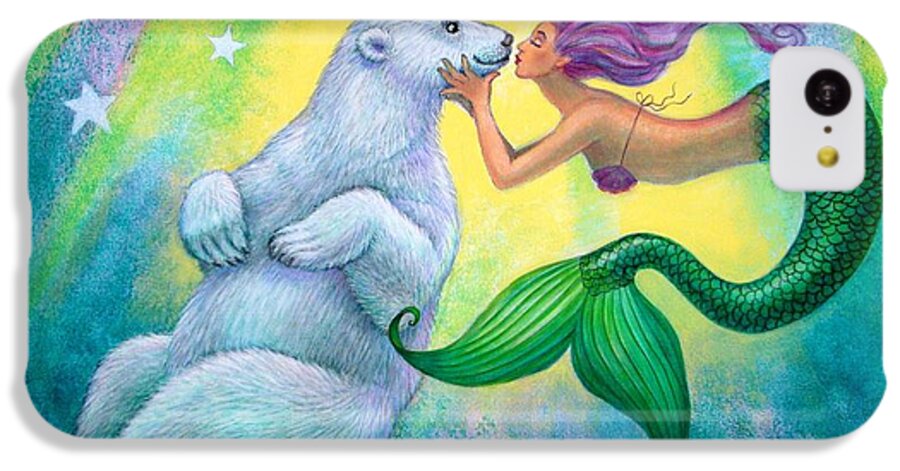 Mermaids iPhone 5c Case featuring the painting Polar Bear Kiss by Sue Halstenberg