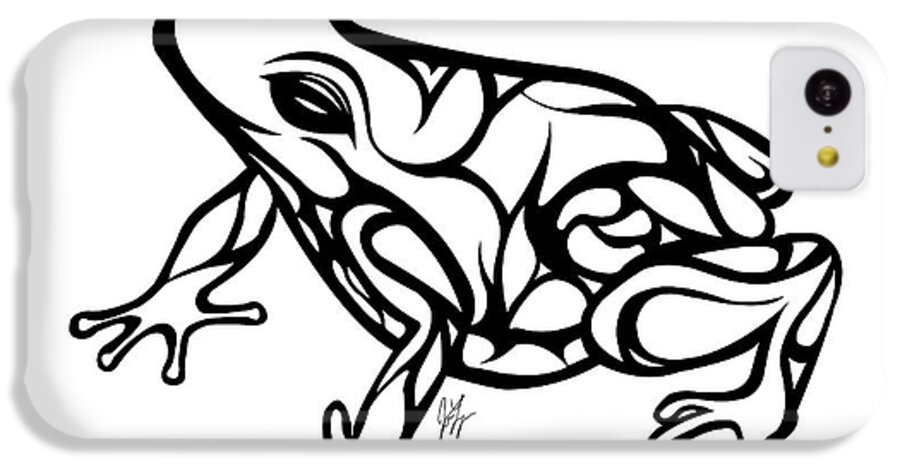Frog iPhone 5c Case featuring the digital art Tribal Ribbet by JamieLynn Warber