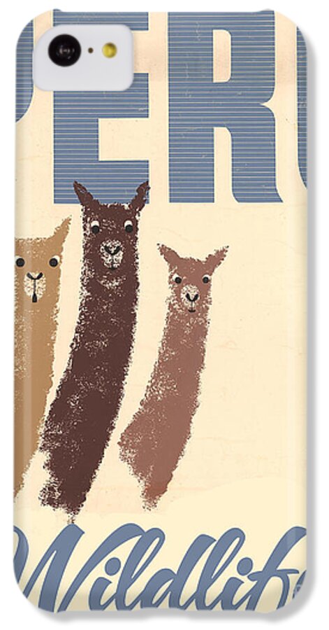 Llama iPhone 5c Case featuring the painting Vintage Wild Life Travel Llamas by Mindy Sommers