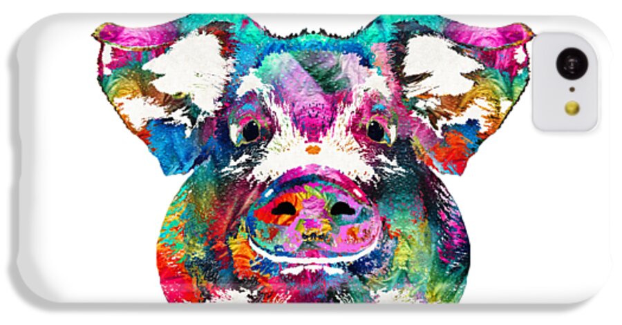 Pig iPhone 5c Case featuring the painting Colorful Pig Art - Squeal Appeal - By Sharon Cummings by Sharon Cummings