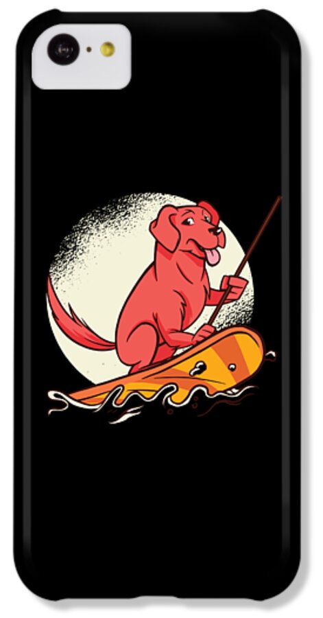 Dog on a paddle board cartoon stand up paddeling iPhone 5c Case by Norman W  - Fine Art America