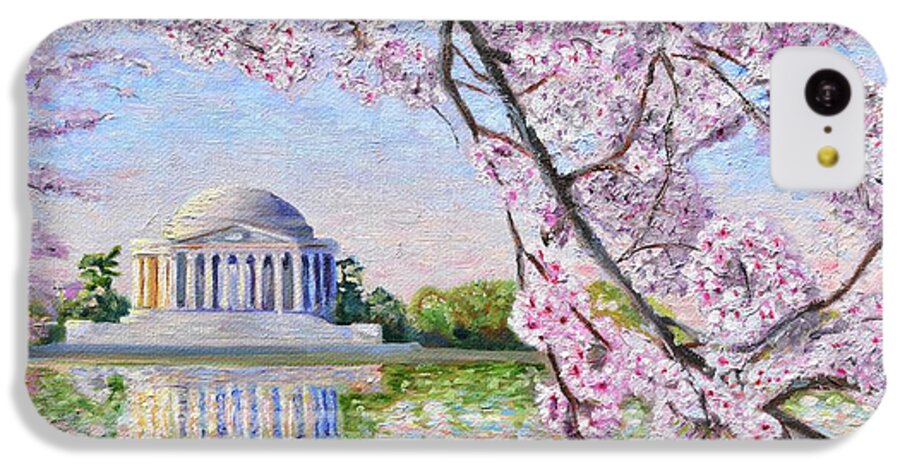 Jefferson Memorial iPhone 5c Case featuring the painting Jefferson Memorial Cherry Blossoms by Patty Kay Hall