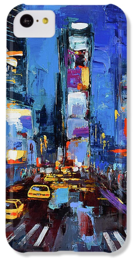 Times Square iPhone 5c Case featuring the painting Saturday Night in Times Square by Elise Palmigiani