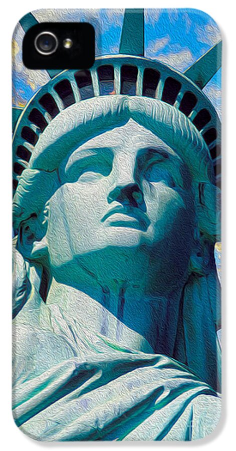 Lady Liberty iPhone 5s Case featuring the mixed media Lady Liberty #3 by Jon Neidert