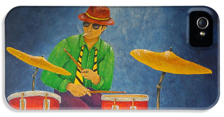Pamela Allegretto-franz iPhone 5s Case featuring the painting Jazz Drummer #3 by Pamela Allegretto
