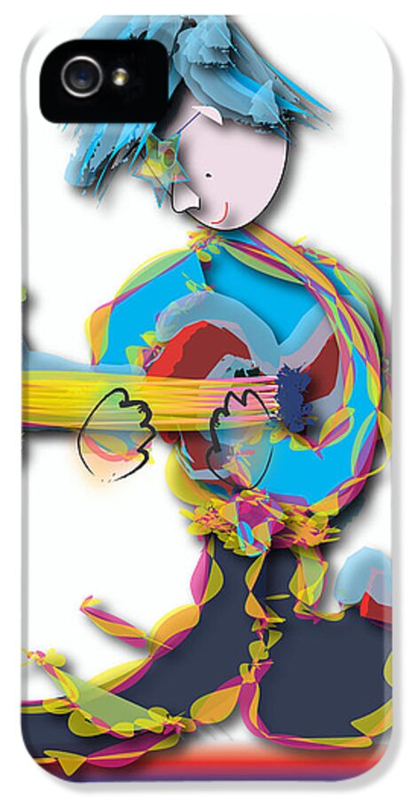 Music iPhone 5s Case featuring the digital art Blue Hair Guitar Player by Marvin Blaine