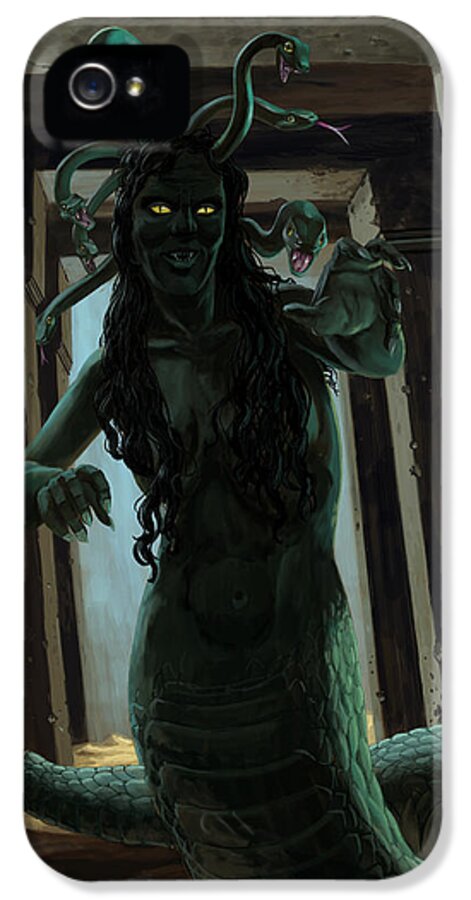 Gorgon iPhone 5s Case featuring the painting Gorgon Medusa by Martin Davey