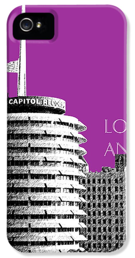Architecture iPhone 5s Case featuring the digital art Los Angeles Skyline Capitol Records - Plum by DB Artist