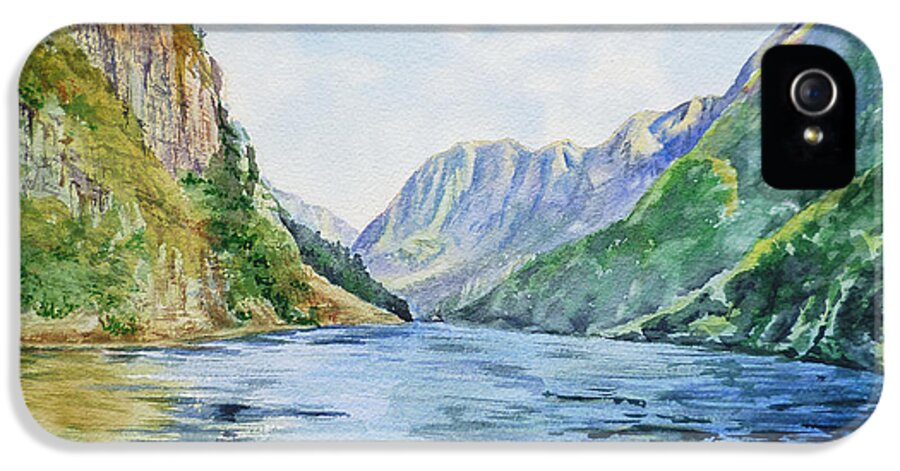 Norway iPhone 5s Case featuring the painting Norway Fjord by Irina Sztukowski