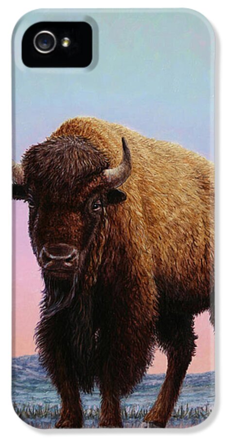 Buffalo iPhone 5s Case featuring the painting On Thin Ice by James W Johnson