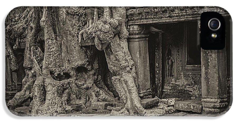 Angkor iPhone 5s Case featuring the photograph Roots in Ruins 7, Ta Prohm, 2014 by Hitendra SINKAR