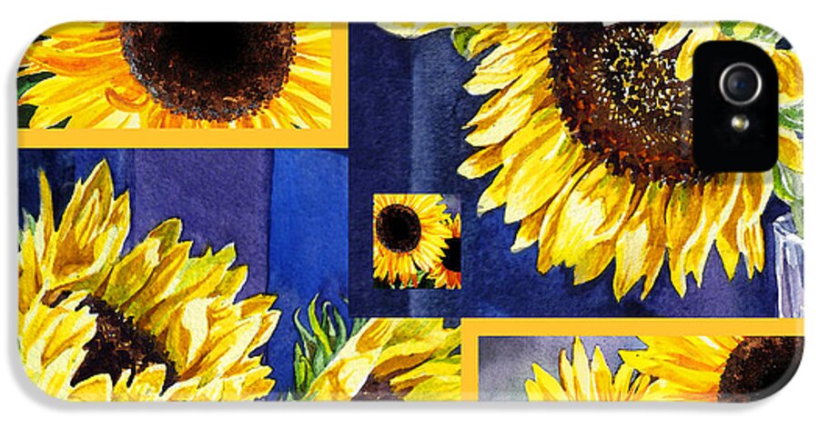 Sunflowers iPhone 5s Case featuring the painting Sunflowers Sunny Collage by Irina Sztukowski