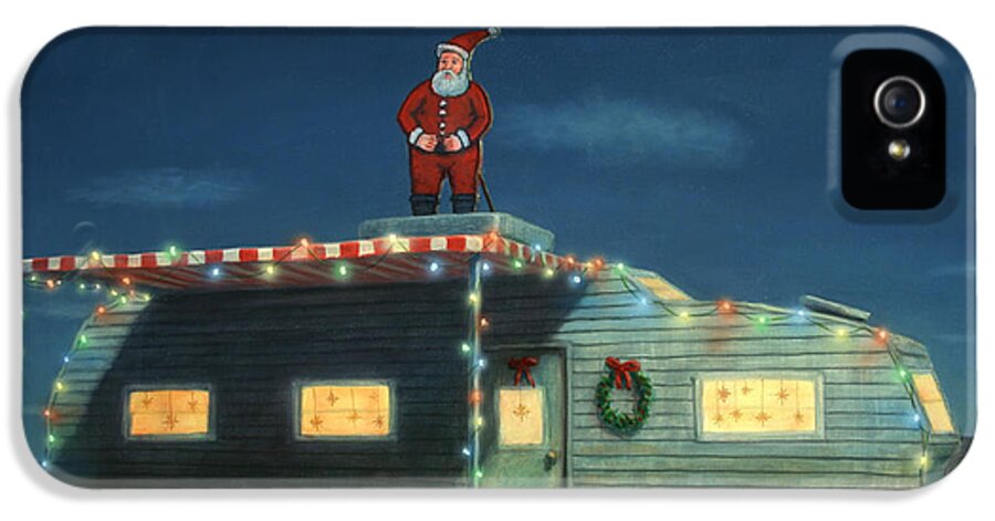 Christmas iPhone 5s Case featuring the painting Trailer House Christmas by James W Johnson