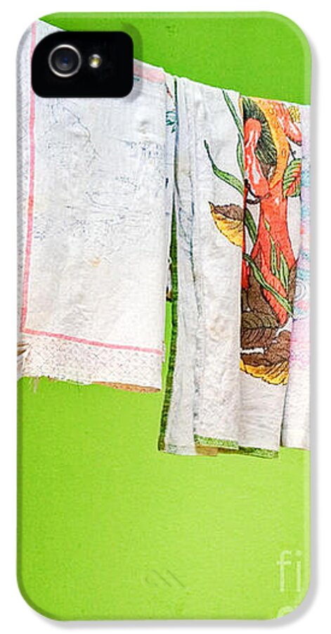 Colors iPhone 5s Case featuring the photograph Vase towels and green wall by Silvia Ganora