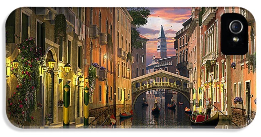 Venice iPhone 5s Case featuring the digital art Venice at Dusk by MGL Meiklejohn Graphics Licensing