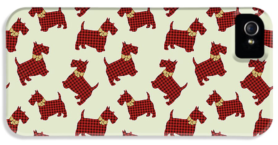 Scottie Dog iPhone 5s Case featuring the mixed media Scottie Dog Plaid by Christina Rollo