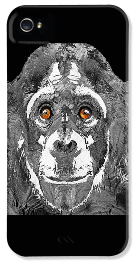 Chimp iPhone 5s Case featuring the painting Black And White Art - Monkey Business 2 - By Sharon Cummings by Sharon Cummings