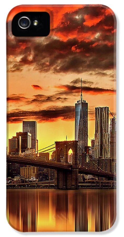 New York City iPhone 5s Case featuring the photograph Blazing Manhattan Skyline by Az Jackson