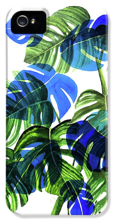 Monstera iPhone 5s Case featuring the painting Blue Monstera by Ana Martinez