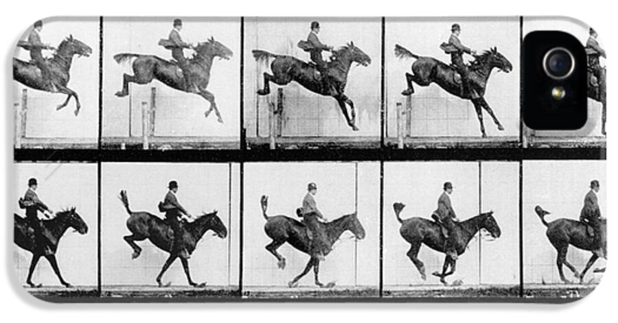 Muybridge iPhone 5s Case featuring the photograph Man and Horse jumping by Eadweard Muybridge