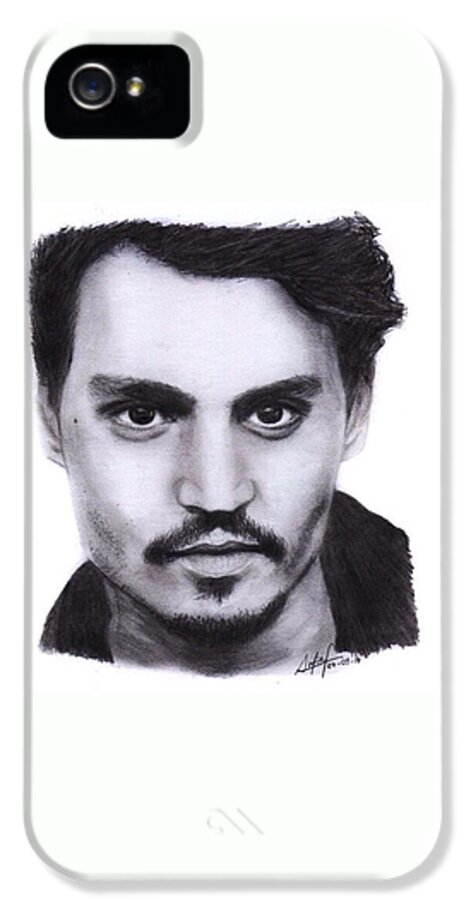 Portrait iPhone 5s Case featuring the drawing Johnny Depp Drawing By Sofia Furniel by Jul V