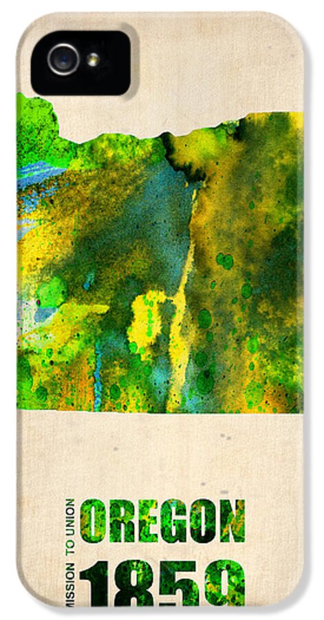 Oregon iPhone 5s Case featuring the painting Oregon Watercolor Map by Naxart Studio
